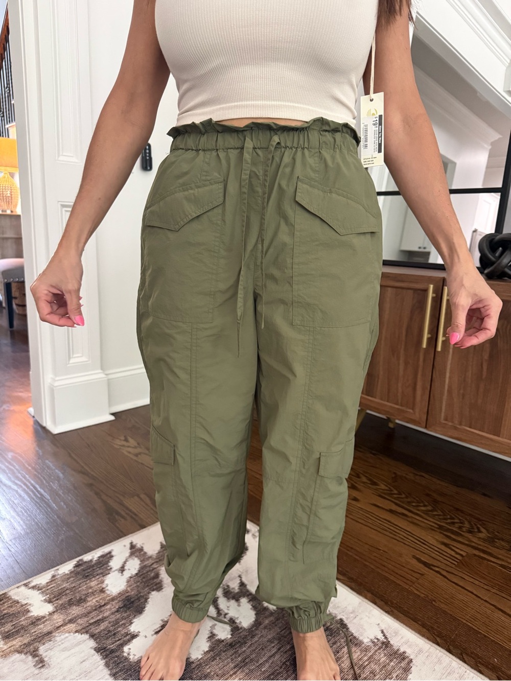 Gianni Bini Olive Green Cargo Jogger Pants